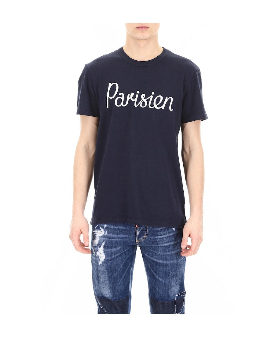 Maison KitsunÉ Parisien Printed Cotton Jersey T-shirt, Navy In Blue ...
