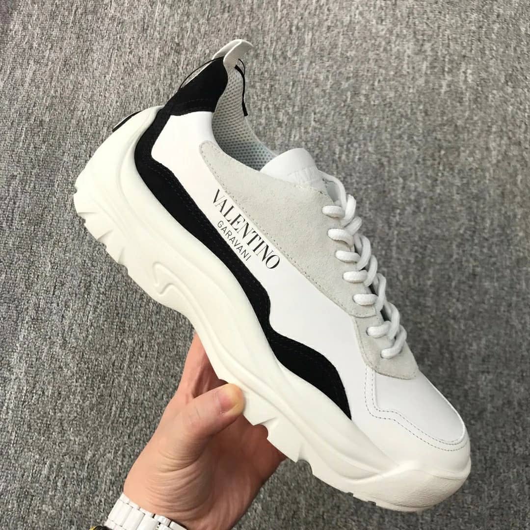 Valentino Garavani Gumboy Chunky Leather And Suede Trainers In White ...