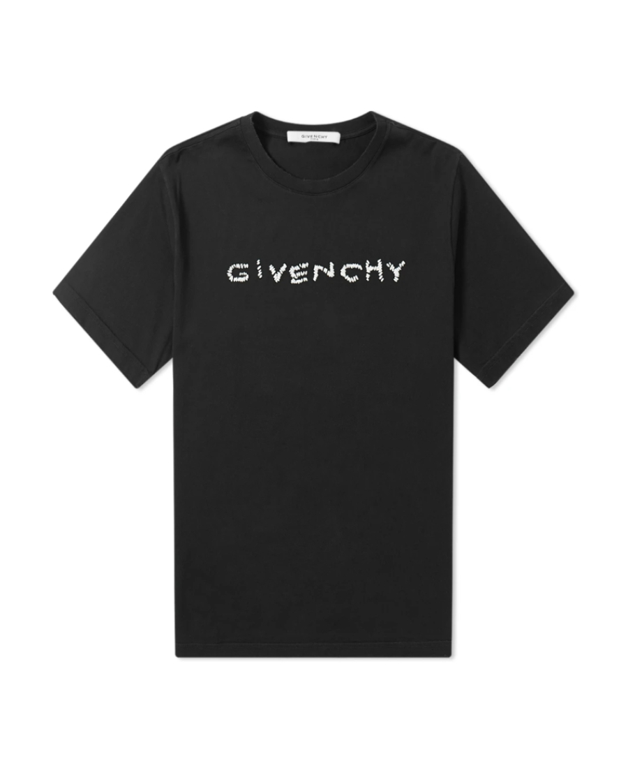 Givenchy 黑色刺绣徽标t恤 In Black | ModeSens