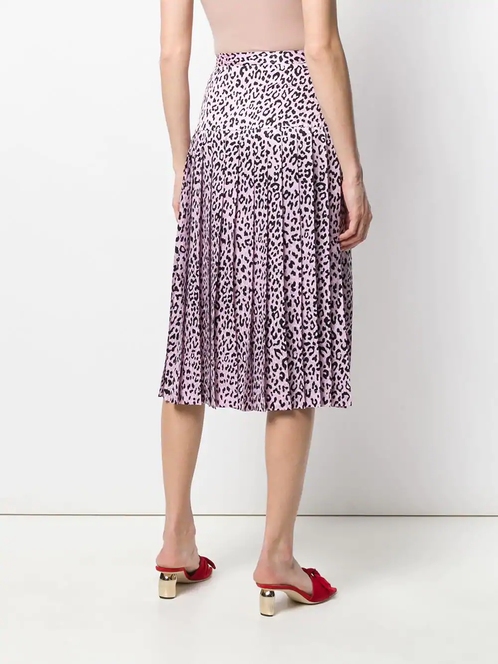Alessandra Rich Pleated Satin Devore Midi Skirt In Pink | ModeSens