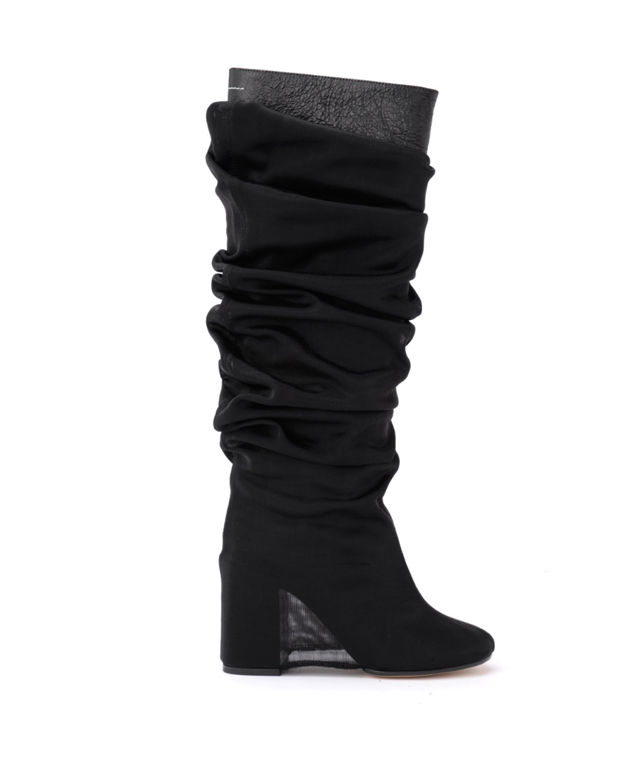 Mm6 Maison Margiela 黑色pelle高筒靴子in Black Modesens