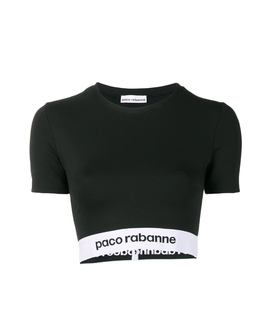 Paco Rabanne Cropped Stretch-jersey T-shirt In Black | ModeSens