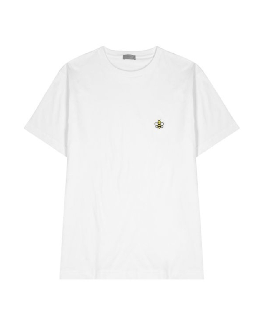 Dior 男女同款diro X Kaws 蜜蜂刺绣t恤in White Modesens