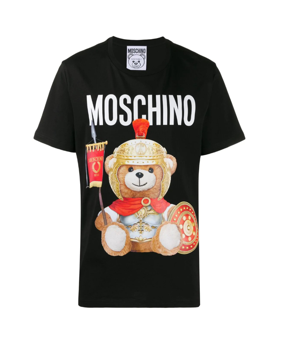 Moschino 黑色罗马泰迪熊t恤in Black Modesens